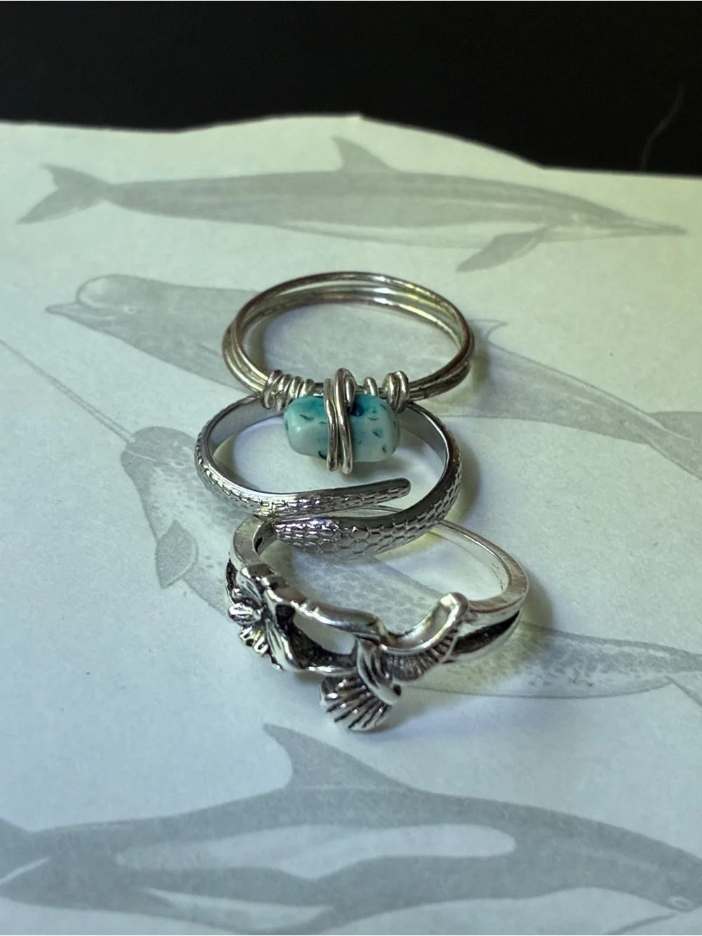 Silver boho ring set, size 7-9